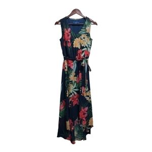 APT 9 Size Small Maxi Dress Blue Red Orange Floral Sleeveless High-Low